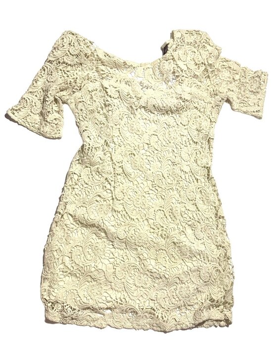 Urban Outfitters Sparkle & Fade Dresses & Skirts - Cream Mini Dress Urban Outfitters Coquette Medium Crocheted Style Lace Bride